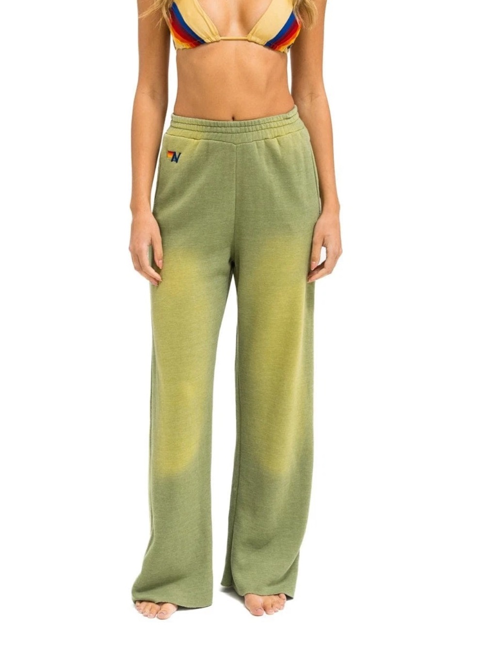 AVIATOR NATION WOMENS GREEN CUT OFF/CROPPED PANT MEDIUM